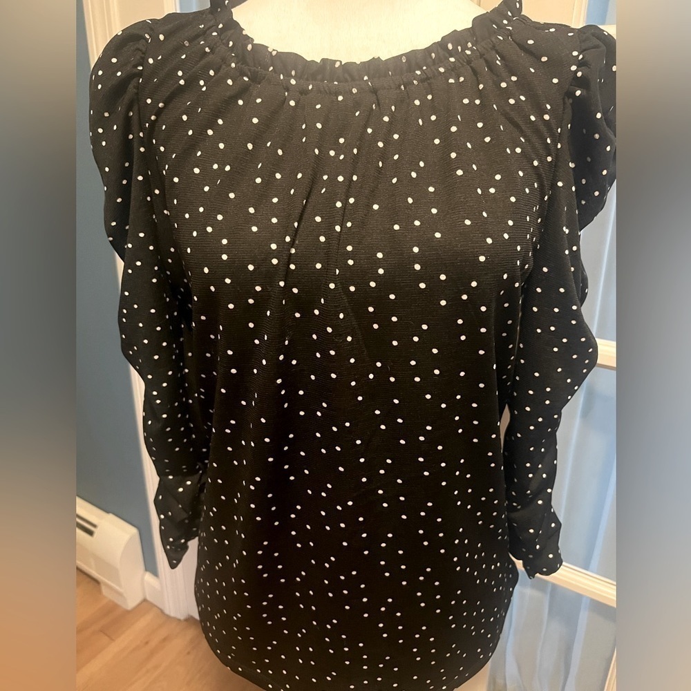 Max Studio black polka dot blouse size S